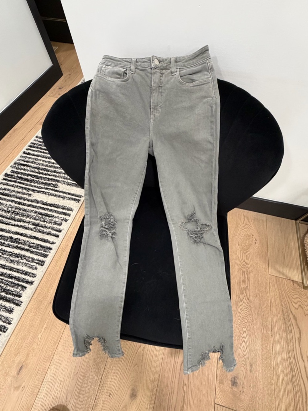 L'AGENCE muted sage green Distressed Ankle Crop Jeans